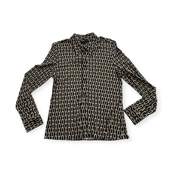 NILI LOTAN Celestine Print Shirt, Small Chain Print, Size L, MRSP $695 - Picture 7 of 16